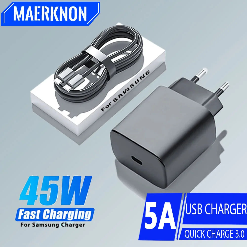 45W PD Fast Charging Adapter with USB-C Cable