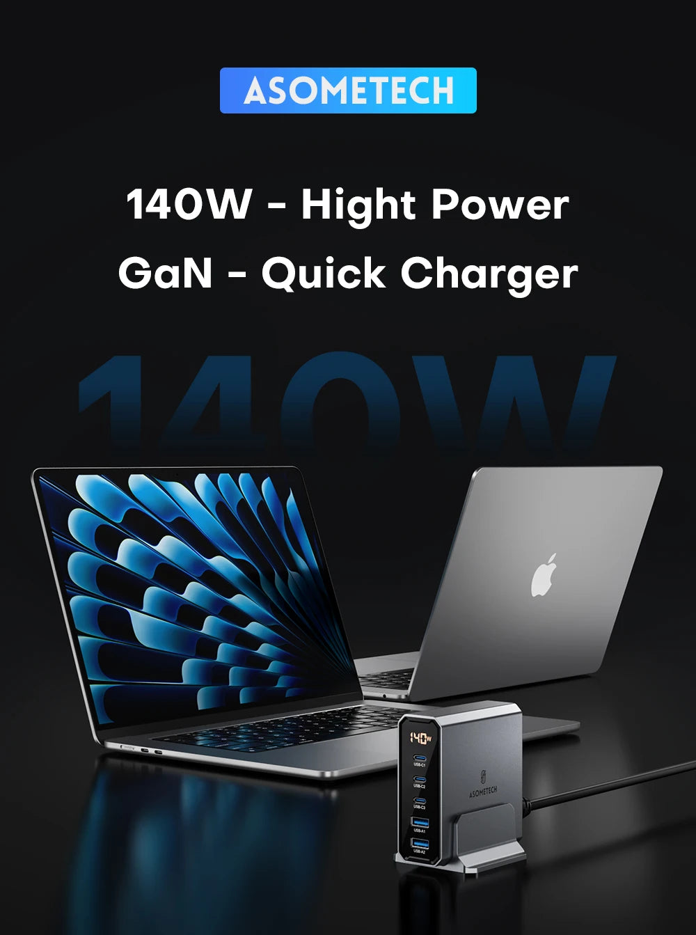 140W Multi-Port GaN Charger with QC4.0 and PD