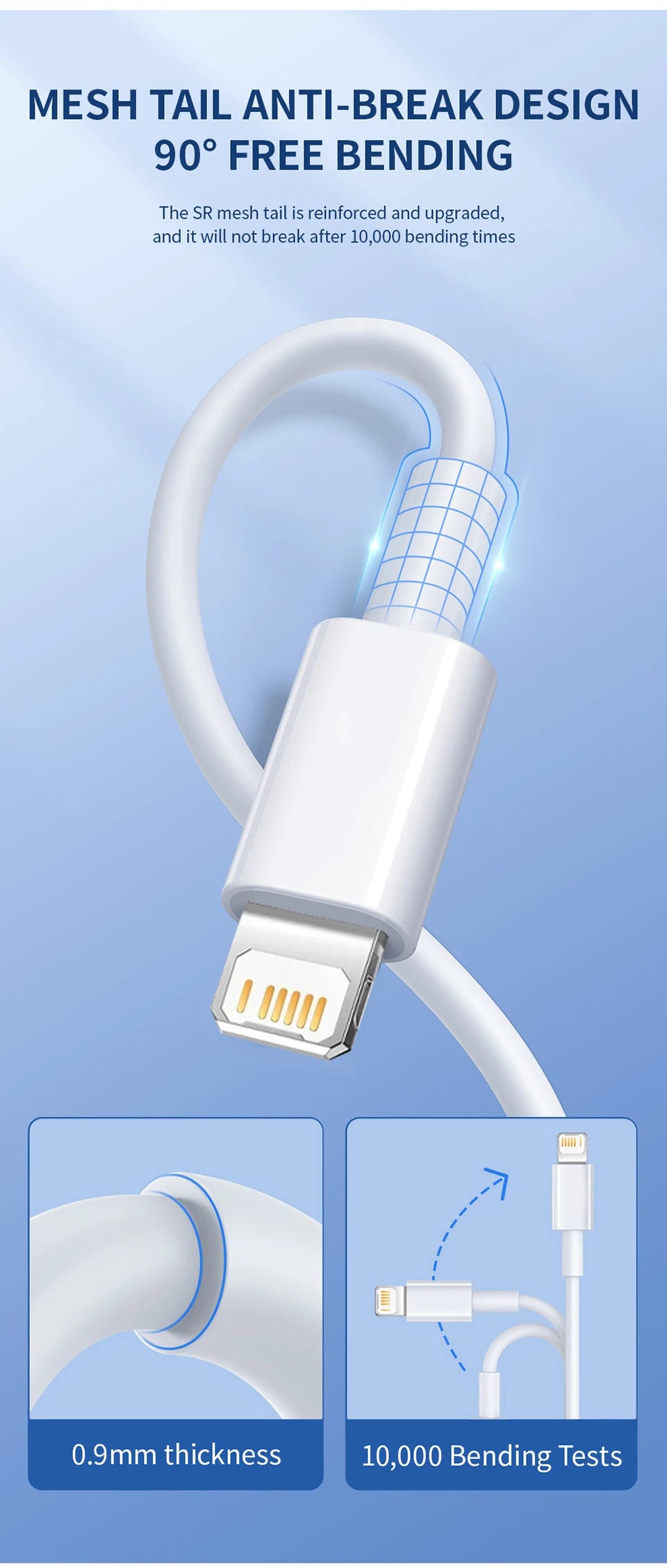 35W PD USB-C Fast Charging Cable for iPhone 14/13/12/11 Pro Max, 8, 7, XR, XS, and More