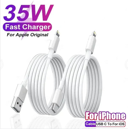 35W PD USB-C Fast Charging Cable for iPhone 14/13/12/11 Pro Max, 8, 7, XR, XS, and More