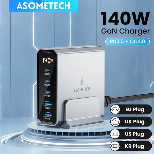 140W Multi-Port GaN Charger with QC4.0 and PD