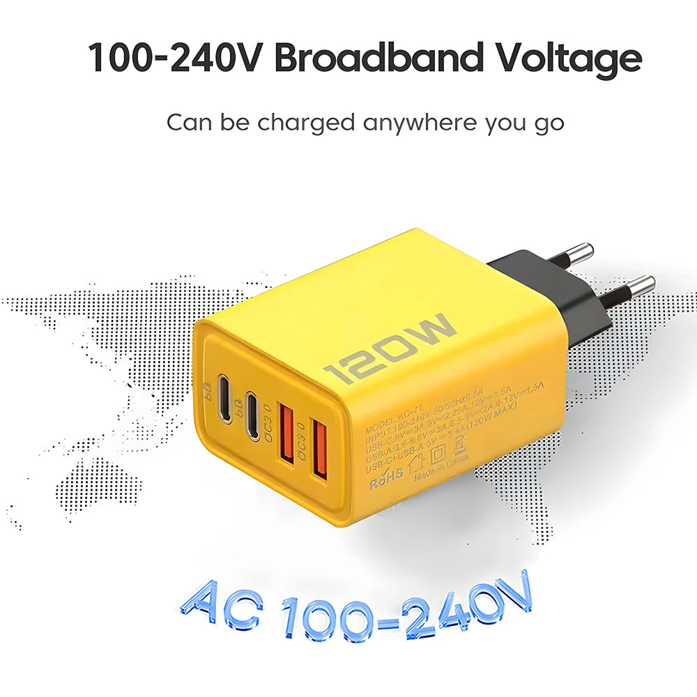 4-Port USB C PD Charger with Quick Charge 3.0